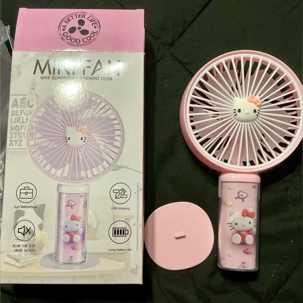 Hello Kitty Mini Portable Fan - USB Rechargeable